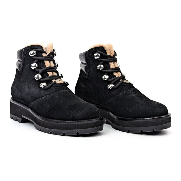 3.1 Phillip Lim Women Dylan Black Suede Shearling Lace-Up Winter Boots 7-7.5 US - Picture 1 of 8
